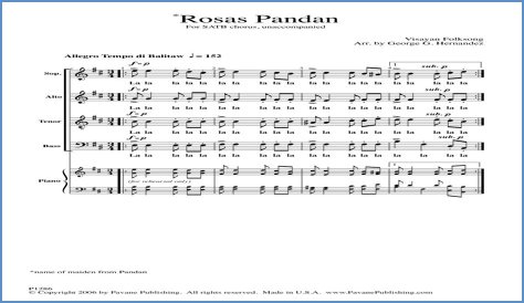 Who composed rosas pandan?